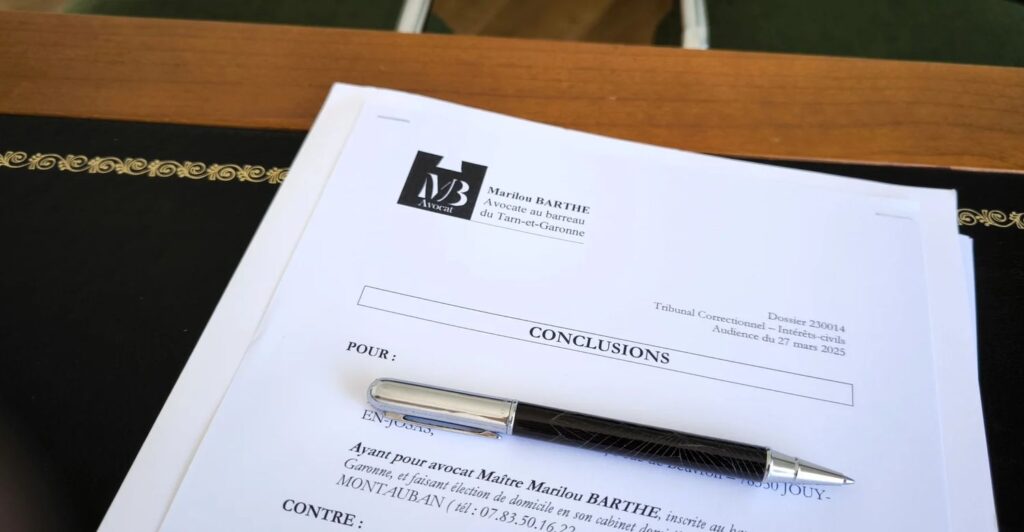 Conclusions signées par Maître Marilou BARTHE, avocate au barreau de Tarn-et-Garonne