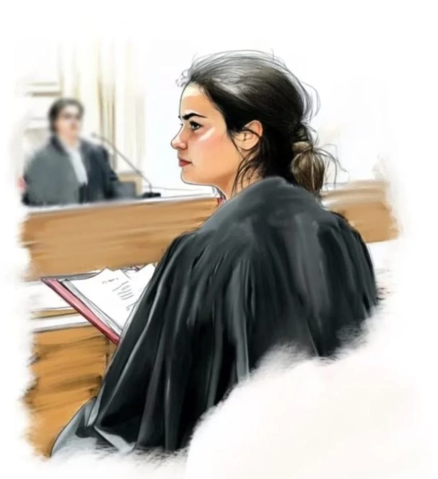 Croquis d'audience représentant Maître Marilou BARTHE lors d'une plaidoirie